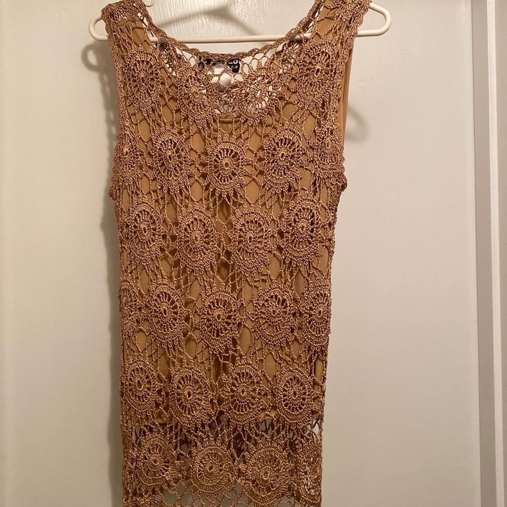 Tank top crochet tan